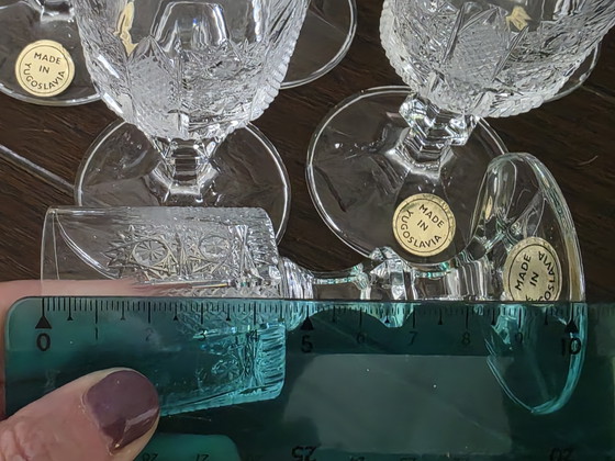 Image 1 of Set of 6 vintage crystal glasses (shot/liqueur) Kristal Zaječar