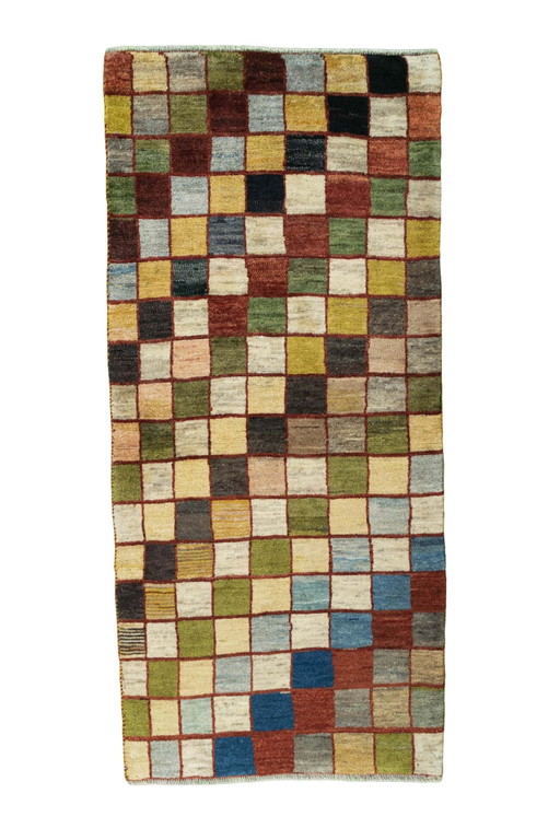 Alfombra nómada Gabbeh anudada a mano – 195 x 91 cm