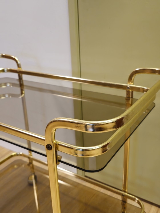 Image 1 of Vintage Serving Cart Barcart Beverage Cart Trolley Brass
