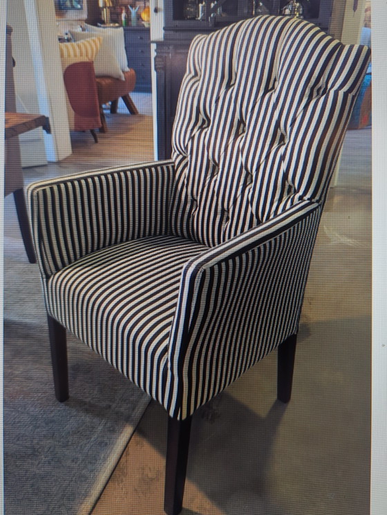 Image 1 of Dining chair, black and white striped