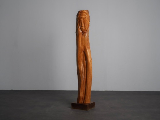 Large-Scale Figurative Oak Sculpture, Belgium, 1970s – Wood (photo 3 of 8)