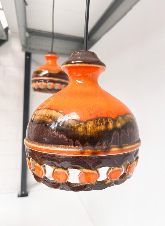 Image 1 of Set van 2 Keramieken Plafondlampen van PAN Leuchten, 1970's