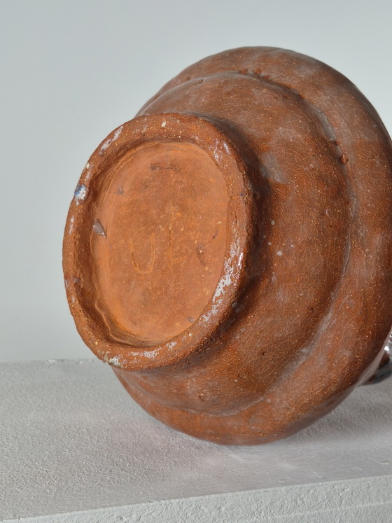 Large naive vintage ceramic vase by a blind artist (photo 12 of 14)