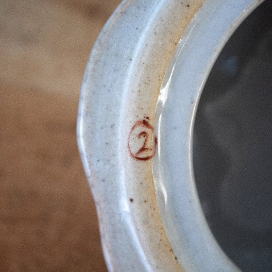 Image 1 of Bonbonnière cinese vintage in ceramica a forma di melone/zucca con motivi floreali