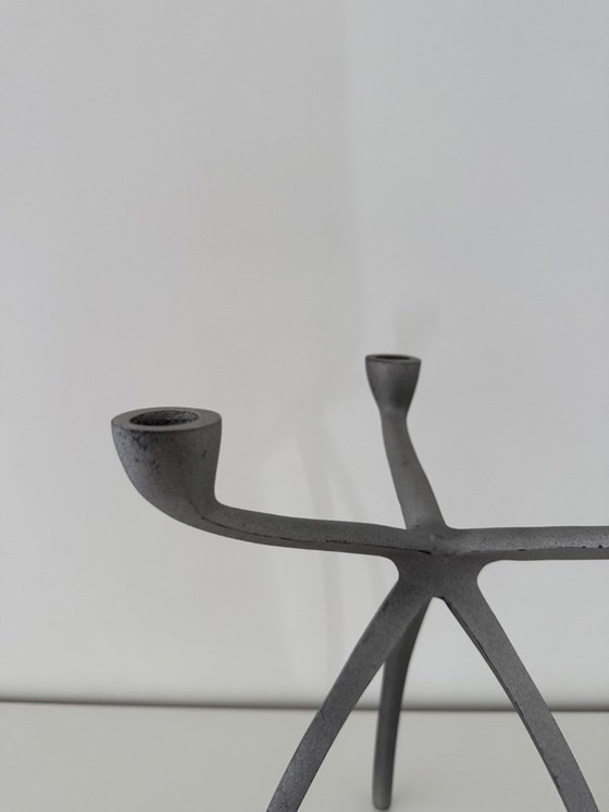 "Spider" tripod candlestick, space age Starck Eames 80s design – Table accessories, Aluminium (photo 9 of 13)