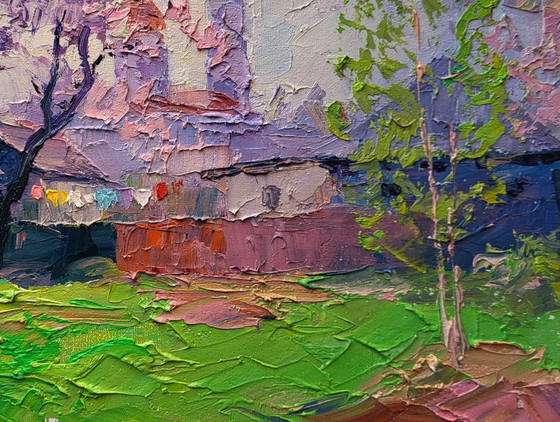 Original Oil Painting Rural Landscape Village Street Spring Has Come – Paintings & Drawings, Canvas (photo 7 of 7)