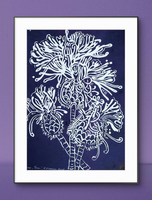 Linogravure de prunelliers - A3 Botanical Art Print