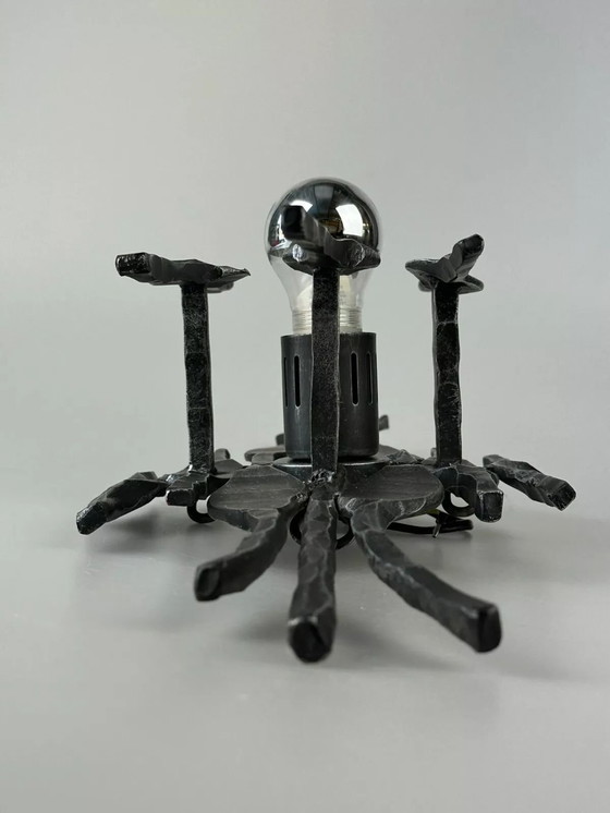 Image 1 of 60s 70s Brutalistische Wandlamp Wandlamp Ijzer & Glas Design Wandlamp