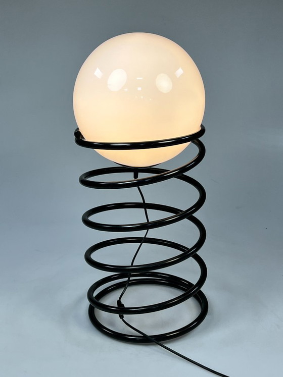 Image 1 of Vintage XL Woja Black Spiral Lamp, Globe Lamp, Netherlands 70's