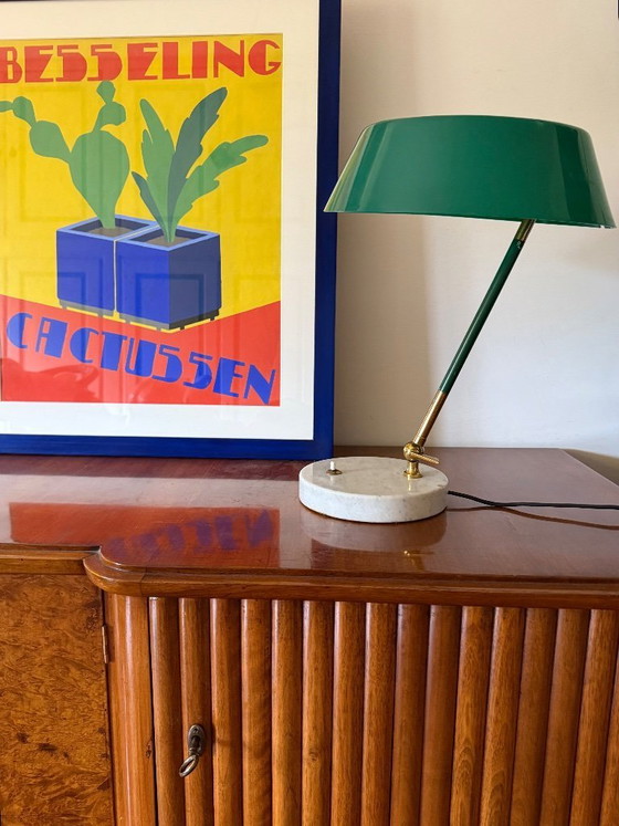 Image 1 of Mid-century green table lamp, Stilux Milano Italy, 1960s