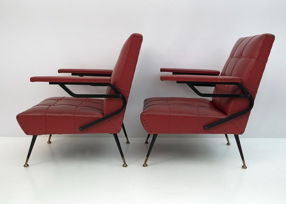Image 1 of Mid-Century Modern Italian Faux Leather Small Armchair, 1960s
