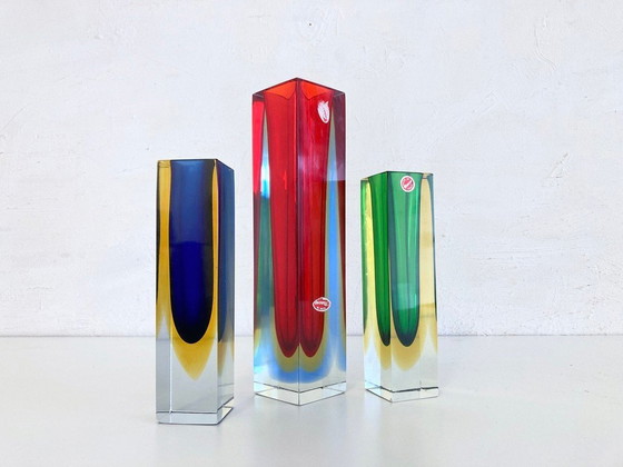 Image 1 of 3 Italian Sommerso vases made of Murano glass by Flavio Poli, 1960s design