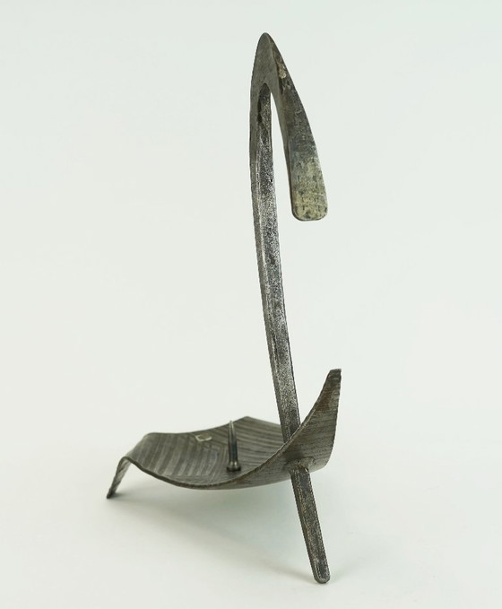 Image 1 of sculptural mid century modern brutalist iron CANDLE HOLDER 1960s 1970s