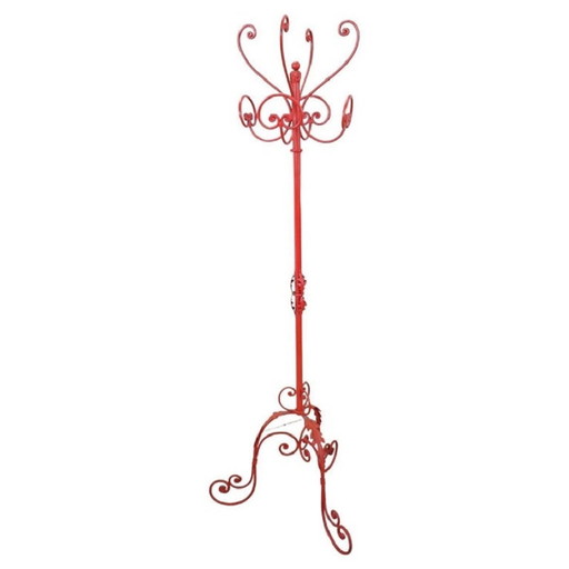 Red Lacquered Iron Coat Rack