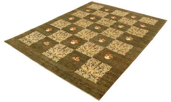 Image 1 of Olivegrüner handgeknüpfter Peshawar Ziegler-Teppich