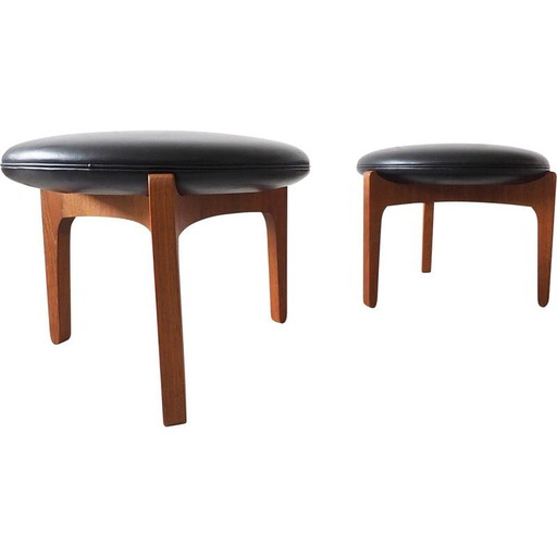 Tabouret vintage en teck par Ellekaer et Linneberg, Danemark années 1960