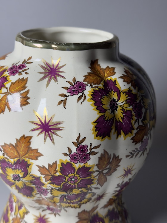 Image 1 of Boch Frères Keramis “Fleur de Saxe” Art Deco Vase
Belgium, circa 1930s
