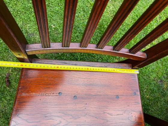 Image 1 of Grande table de salle à manger coloniale en teck massif avec 8 chaises et coussins