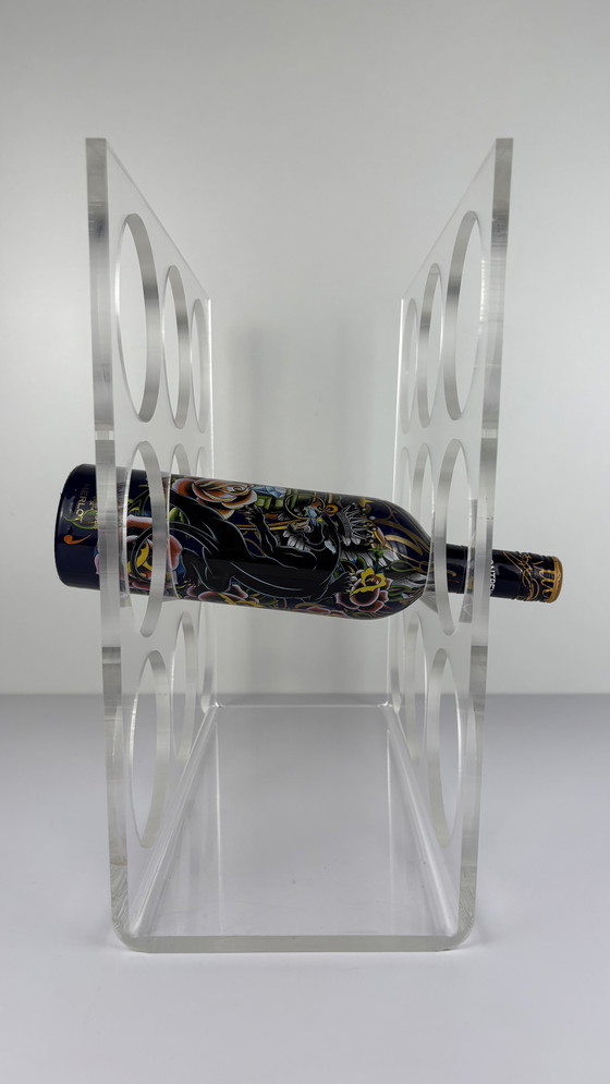 Image 1 of Vintage Plexiglass Acrylic Wine Rack Wine Bottle Bottle Holder