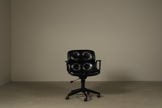 Ennio Fazioli “Parioli” Executive Bürostuhl für MIM Roma, Italien, 1970s – Bürostühle, Leather, Plastic (photo 14 of 16)