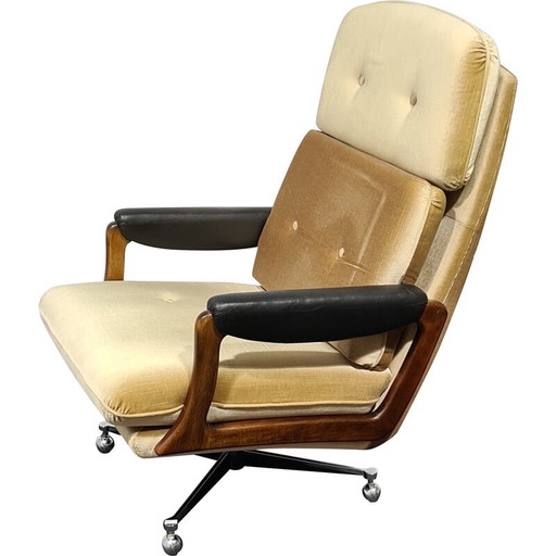Poltrona girevole in velluto vintage