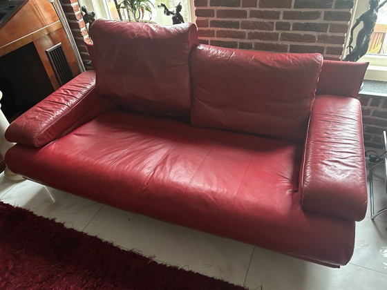 Rolf Benz 6500 Tweezitsbank Rood Leer – 2 zitsbanken, rvs (photo 10 of 22)