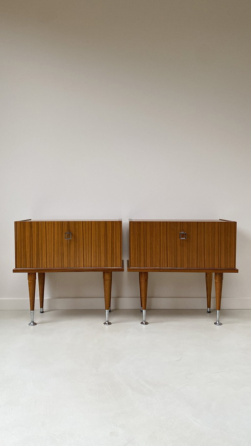 Vintage set of teak wood nightstands