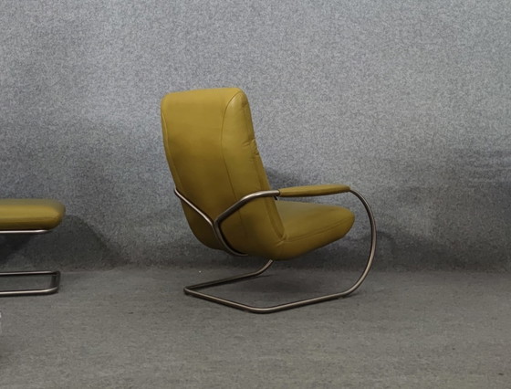 Image 1 of Koinor Sesssel + Stool Mid - Century 60s Danish Design Vintage Retro 60S Lounge Chair Armchair Leather