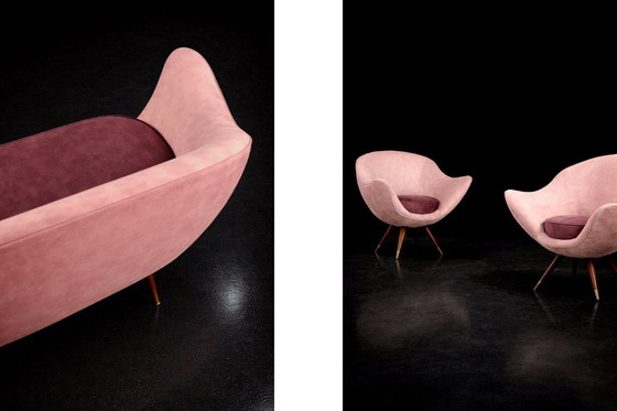 Image 1 of Vintage Mid-Century Space Age Velours Loungeset van Paged, 1972, set van 3