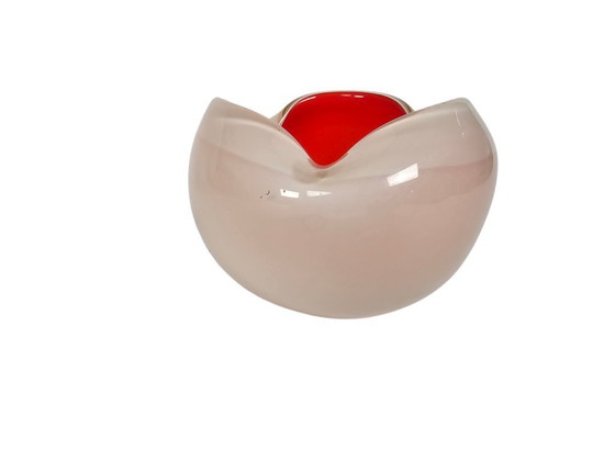 Image 1 of Murano - Alfredo Barbini - opalineglas - oranje/wit - Italie - 60's