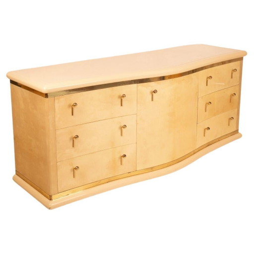 Luciano Frigerio Nettuno Credenza Curva in Pergamena per Frigerio di Desio 1970