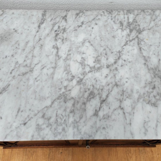 Image 1 of Vintage Antiek dressoir commode ladekast badkamermeubel met marmer blad