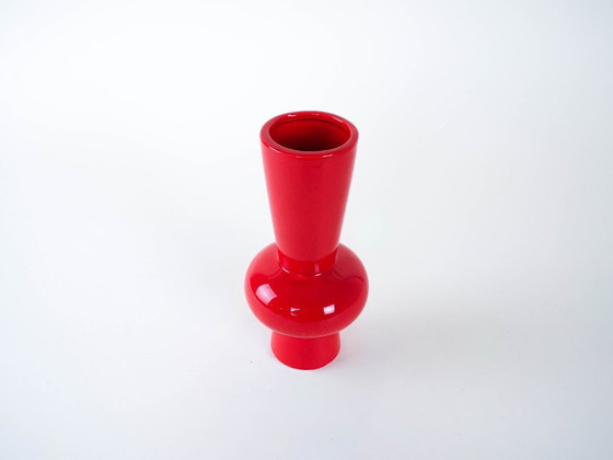 Image 1 of Red ceramic vase, Danish design, 1970s, made in Denmark