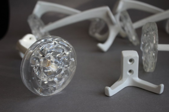 Image 1 of 7 appendiabiti vintage di metà secolo, design anni '70, in metallo e plastica trasparente