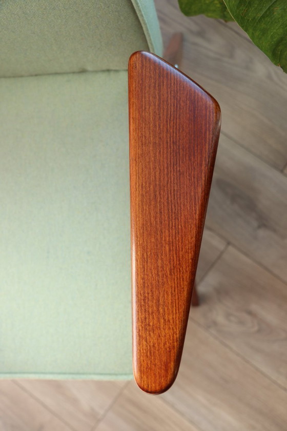 Image 1 of Vintage Armchair Mint Green Wool Mid Century Modern Design