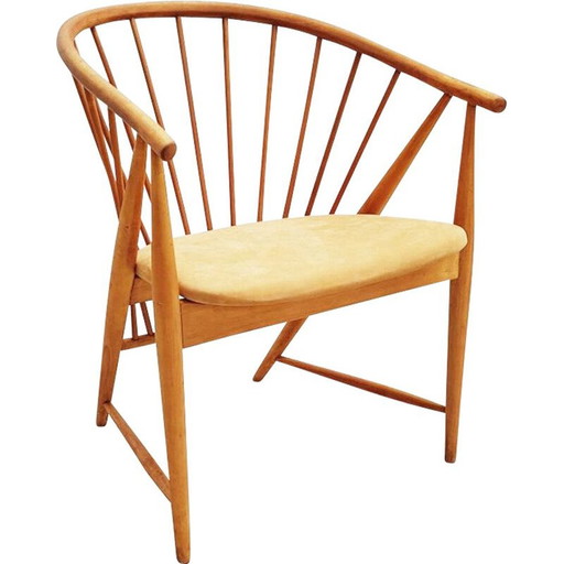 Poltrona in legno di metà secolo modello "Sun feather" di Sonna Rosen per Nassjo Stolfabrik, Svezia 1948