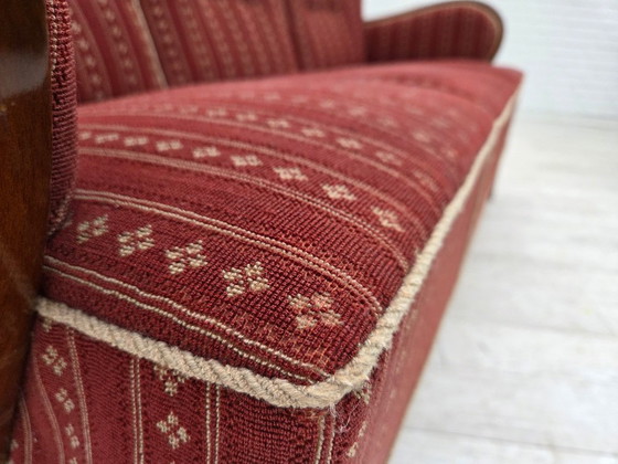 Image 1 of 1960s, Danish 3-seater sofa, red furniture wool, beech wood.