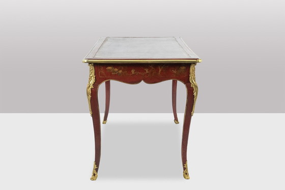 Image 1 of Bureau Plat de Style Louis XV à Décor de Scènes Lacustres, Circa 1850