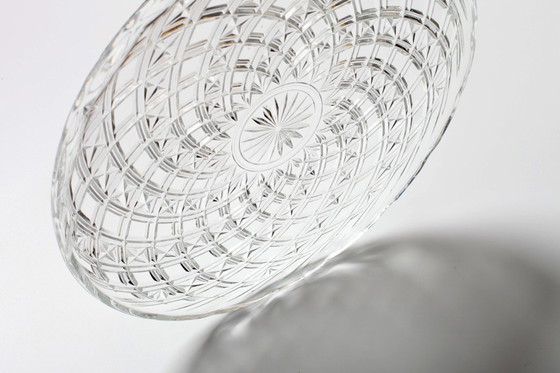 Image 1 of Piatto da portata vintage in vetro pressato: grande piatto da portata di metà secolo, Italia anni '70