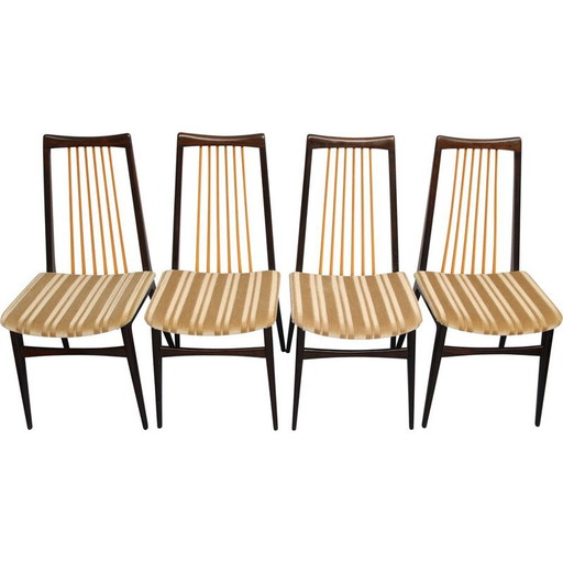 Set of 4 vintage solid wood dining chairs, 1950s