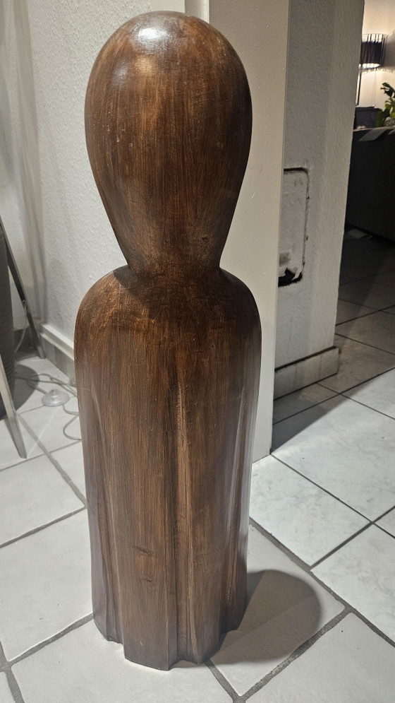 Image 1 of Hand-carved sculpture of the Madonna and Holy Mary from the 1950s, made of real wood
