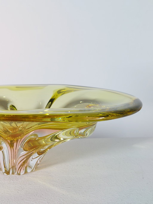 Frutero vintage de cristal orgánico de mediados de siglo