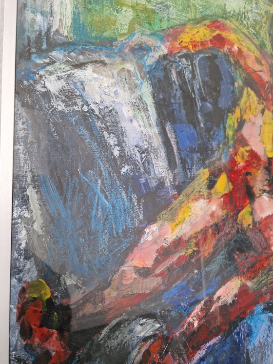 Image 1 of Peinture impressionniste encadrée - R. Vd Linden - 72 x 52 cm