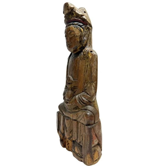 Antique wooden Kwanyin statue with ritual opening – Sculpture (photo 8 of 10)
