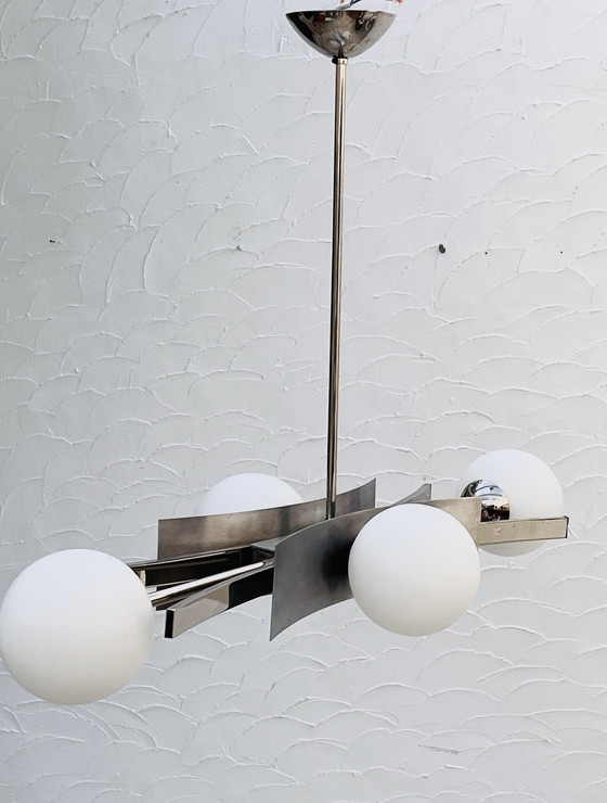 Image 1 of Lámpara de araña con 4 opalinas de la era espacial