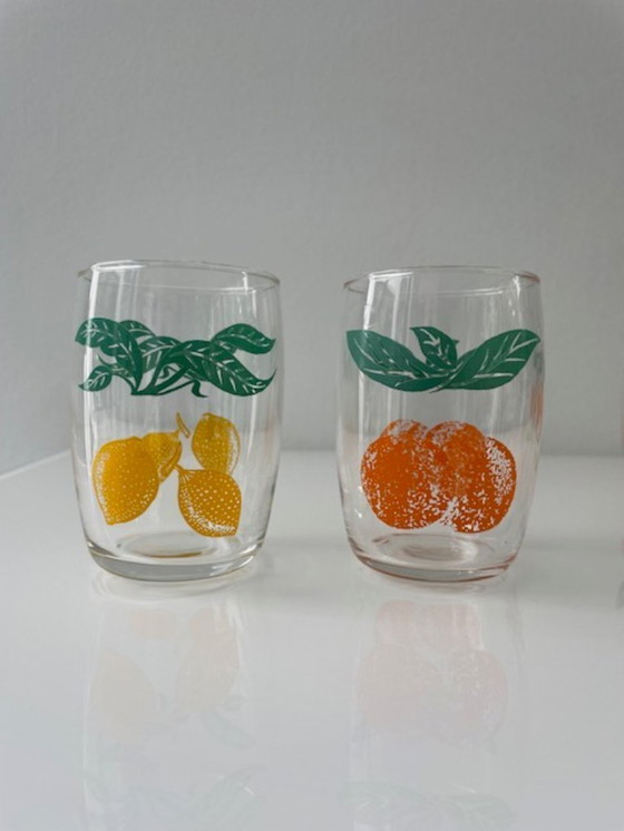 Image 1 of 6x Retro lemonade glasses with citrus fruit decorations