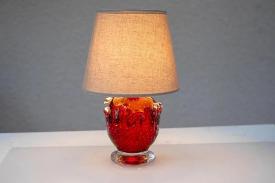 Image 1 of Red crystal glass lamp by Börne Augustsson for Åseda