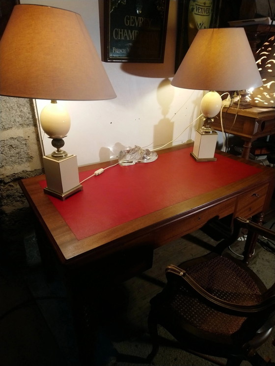 Louis Philippe style walnut desk. – Leather, Vintage (photo 14 of 16)