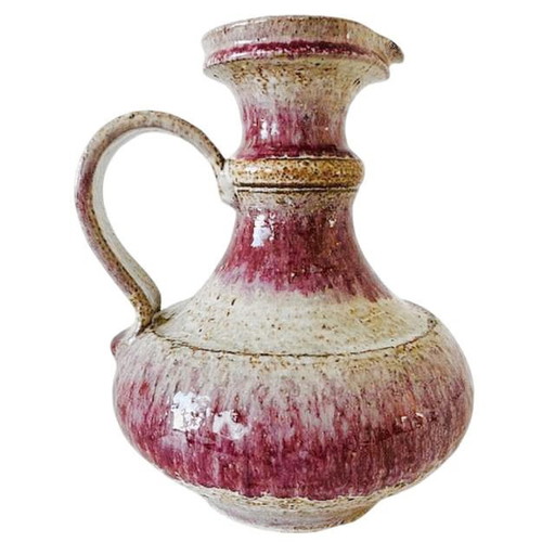 Brocca in ceramica vintage rosa e bianca in stile Fat Lava