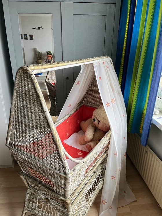 Image 1 of Antique French wicker cradle